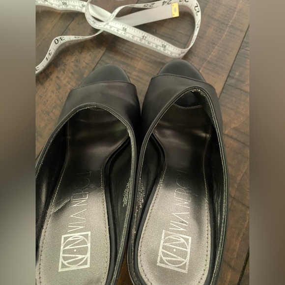 Black Open Toe Leather Via Neroli Mules, Size 6.5 - Picture 8 of 8